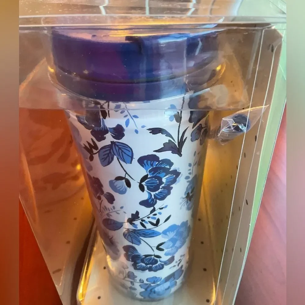 Kate Spade Peacock Floral Tumbler‎ w/Straw & Thermal Mug